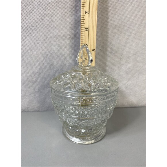 Vintage Anchor Hocking Wexford Footed Creamer And Sugar Bowl with Lid - Picture 6 of 11